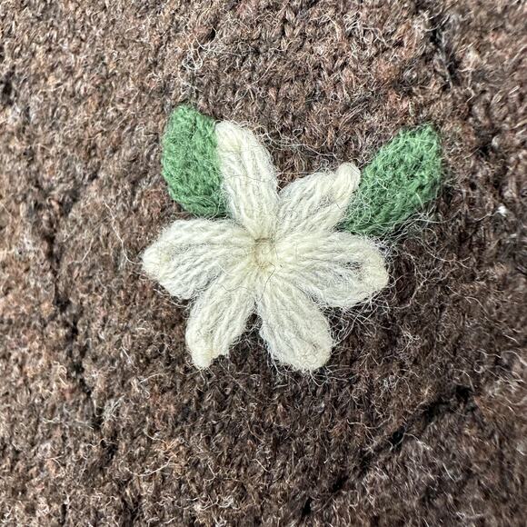 ASTR The Label Cardigan Womens Small Brown Embroidered Preppy Cropped Daisy - Picture 6 of 10